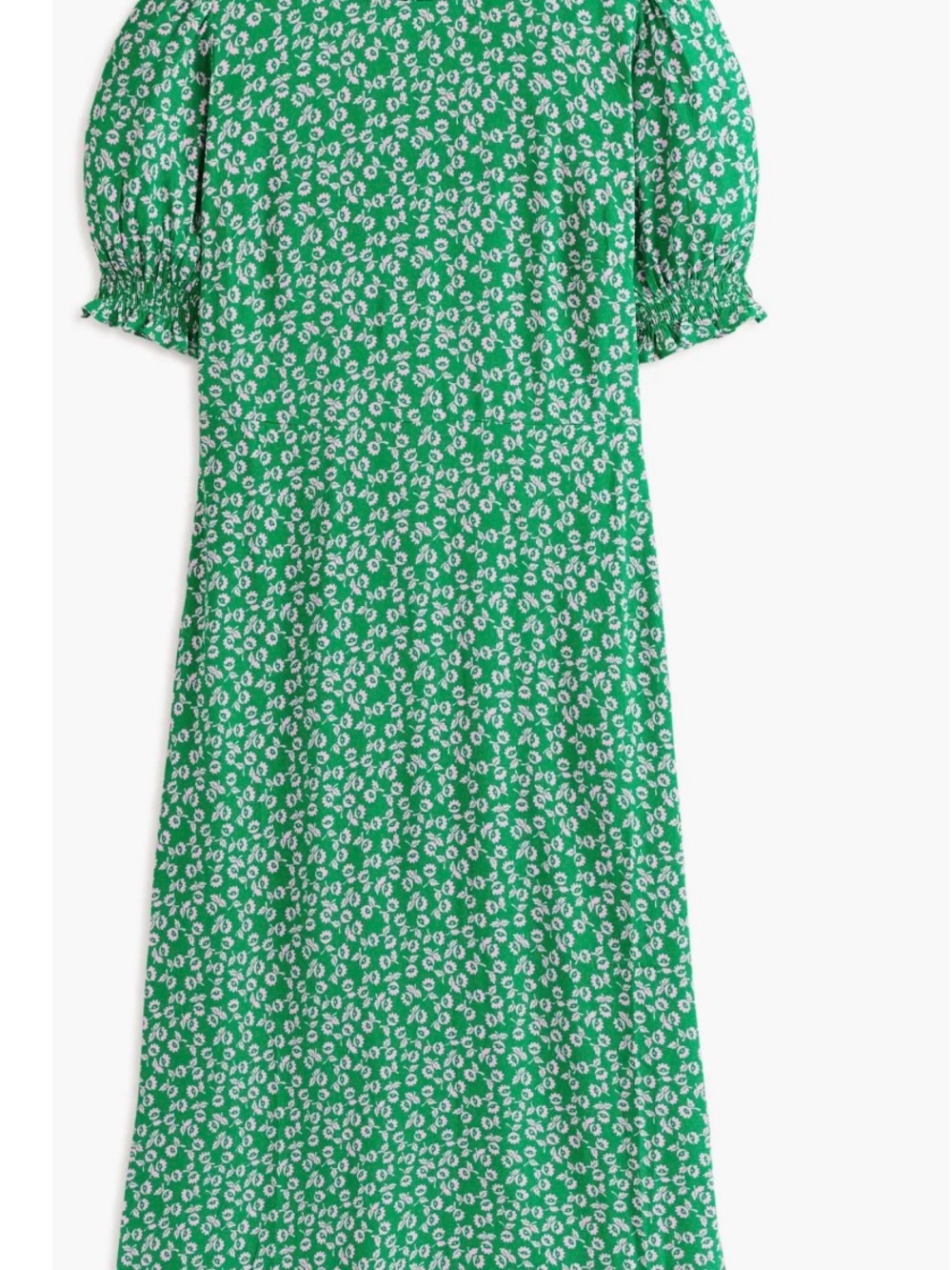 Boden Green Floral Maxi Dress with Puff Sleeves